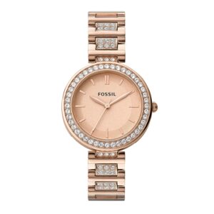 Fossil Stainless Steel Women Karli Rose Gold Dial Analog Watch Bq3181, Rose Gold Band