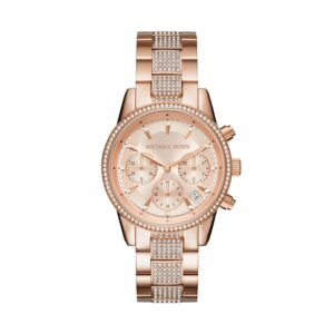 Michael Kors Women Ritz Rose Gold Dial Stainless Steel Chronograph Watch - MK6485 (206685205, Not assigned, Not assigned)