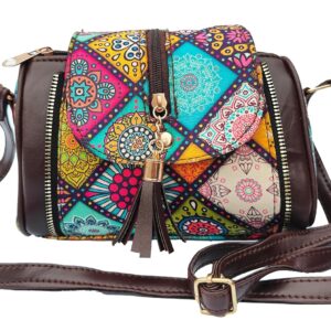 Multicolor Floral Stylish Sling Bag Crossbody for women- Adjustable Strap, Multiple Compartments, Handcrafted Design, Perfect for College & Office use & Casual Outings