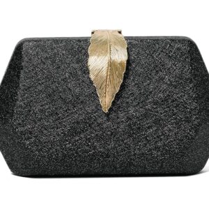 INOVERA (LABEL) Hand Cluches for Women, Girls, Ladies - Shoulder Sling Evening Party, Wedding Clutch Purse (Black)