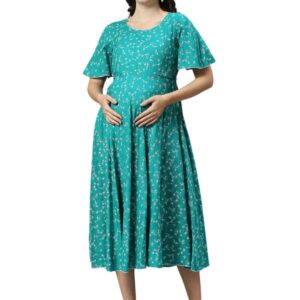 DUMMY SHAPE Feeding Kurtis for Women Cotton | Maternity Flare Gown with Dual Nursing Zippers for Pre & Post Pregnancy | Gifts for Pregnant Women