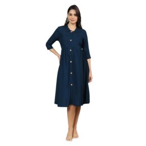 MomToBe Women's Rayon Maternity Dress/Pregnancy Dress/Easy Breastfeeding Dress/Western Dress with Zippers for Nursing Pre and Post Pregnancy