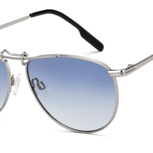 Vincent Chase By Lenskart | Silver Blue Full Rim Pilot | Economic Range | Branded Latest and Stylish Sunglasses | 100% UV Protected | Men & Women | Medium | VC S15804