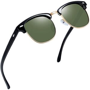ARZONAI Clubmaster Square Unisex UV Protected Sunglasses Black Frame, Green Lens (Medium) Pack of 1