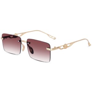 Dervin UV Protected Rectangular Rimless Sunglasses for Men and Women