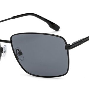 John Jacobs | Black - Grey | Full Rim Rectangular Stylish & Premium Polarized Sunglasses | Polarized and 100% UV Protected | Men & Women | Extra Wide | JJ S15862