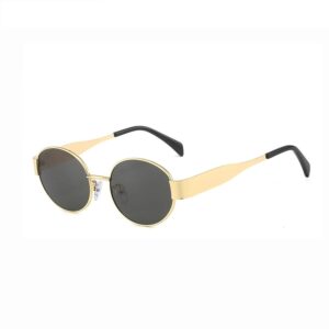 Preptep Oval Sunglasses for Women Retro Designer Gold Sun Glasses Classic Metal Frame Shades 90s
