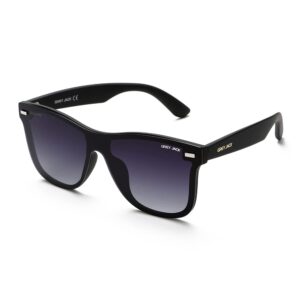 grey jack Flat Top Lens Sunglasses,TR90 Retro One Piece Shades Polarized Sunglasses for Men Women 650
