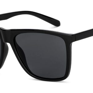 VINCENT CHASE EYEWEAR Unisex Adult Square Polarization Sunglasses (Black_Large)
