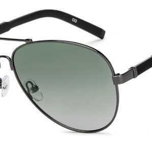 John Jacobs | Gunmetal - Green | Full Rim Pilot Stylish & Premium Polarized Sunglasses | Polarized and 100% UV Protected | Men & Women | Extra Wide | JJ S15863