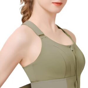 Fabluk High-Impact Velcro Sports Bra: Adjustable, Front-Zip for Yoga, Gym & Workout Bra for Women