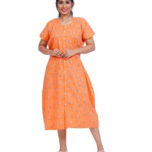 MENMAII Women's [Size - L- 4XL ] Full Open/Front Buttoned [a Kind of Adaptive Clothing] Multipurpose Nighty for Maternity/Pregnancy/Elderly/Patient/Feeding/Hospital Purpose Nighty(2XL) - Calf Length