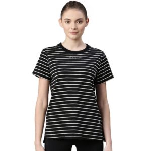 Enamor Athleisure Relaxed Fit Short Sleeve Round Neck Antimicrobial Finish Breathable Stretch Cotton Activewear Sports Tshirt for Women-A3S1
