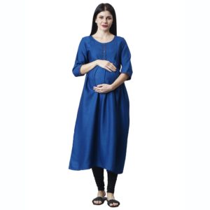 CEE 18 Cotton Rayon A-Line Flaired Maternity Feeding Kurti for Women with Zippers | Pregnancy Dress for Women | Breastfeeding Dress for Women | Nursing Dress for Women Pre and Post Pregnancy