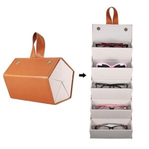 QONETIC Sunglasses Organizer with Slots, Travel Glasses Case Storage Portable Sunglasses Storage Case Bag Foldable Eyeglasses Holder Box Eyewear Display Containers for Women Men