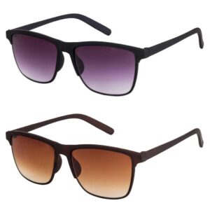 ARZONAI UV Protected Combo Jet Black & Brown Wayfarer sunglasses for Men & Women (Black/Brown Lenses) (Pack of 2)