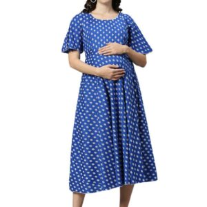 DUMMY SHAPE Feeding Kurtis for Women Cotton | Maternity Flare Gown with Dual Nursing Zippers for Pre & Post Pregnancy | Gifts for Pregnant Women