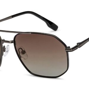 John Jacobs | Gunmetal - Brown | Full Rim Rectangular Stylish & Premium Polarized Sunglasses | Polarized and 100% UV Protected | Men & Women | Extra Wide | JJ S15861