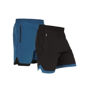 NEVER LOSE Mens 2 Pack Polyester Yoga Short Men Summer Running Gym Sports Shorts with Pockets Shorts for Men