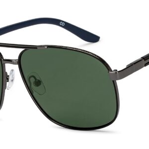 John Jacobs | Gunmetal - Grey | Full Rim Rectangular Stylish & Premium Polarized Sunglasses | Polarized and 100% UV Protected | Men & Women | Extra Wide | JJ S15860