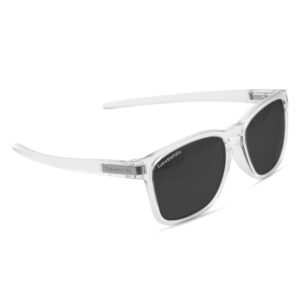 Eyewearlabs OKNO | Polarized Full Rim Square Branded Stylish Sunglasses For Men & Women | 100% UV Protection Shades | Cricket Sports Cycling Driving | Medium | Moto X2 | Crystal