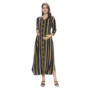MomToBe Women's Rayon Maternity Dress/Pregnancy Dress/Easy Breastfeeding Dress/Western Dress with Zippers for Nursing Pre and Post Pregnancy