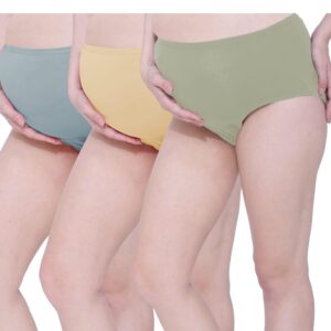 Evamomies Women's High Waist Soft Comfy Cotton Lycra Maternity Panty|Pregnancy Panty|Maternity Panties (Pack of 3)