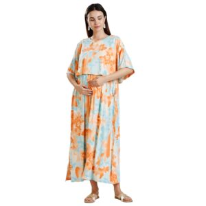 True Shape Maternity Gown for Women | Knitted Polyester Zipless Feeding Poncho Night Dress with Attached Cape, Easy Nursing & Convenient Pockets for Pre & Post Pregnancy