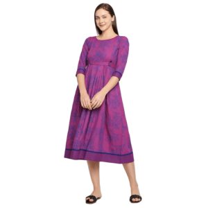 DUMMY SHAPE Women's Rayon Anarkali Maternity Dress & Feeding Kurti with Zippers