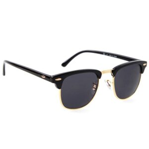 Dervin Black Golden Frame Black Shade Rectangular Sunglasses for Men & Women