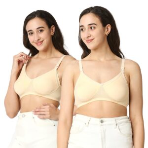 Mee Mee Women's Cotton Soft 4 Ways Lycra Maternity Bra | Adjustable Straps, Non-Padded, Non-Wired Bra | Sweat Resistant, Raises Protect Convenient Feeding | Full Cup Feeding Double Layered Nursing Bra