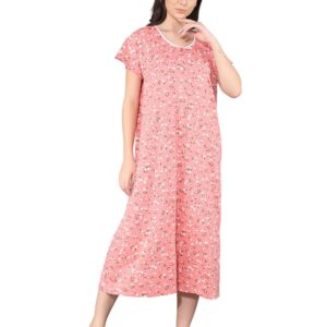 Noty ® Women's- Maternity | Hospital | Delivery Gown | Feeding | Nursing Nighty- Sinker Cotton Knits Fabric- Front Open | Printed | Full Button Open | Short Sleeves