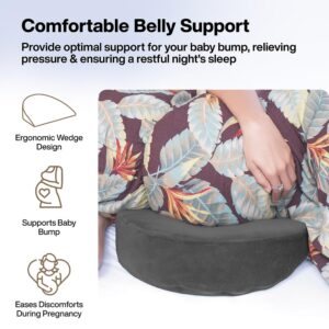 FOVERA Pregnancy Pillow for Pregnant Women | Memory Foam Maternity Pillow Wedge for Supporting Belly, Back During Pregnancy - Provides Soft-Support to The Baby Bump (Dark Grey)