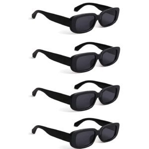 PC Star | Full Rim Square Branded Latest and Stylish Sunglasses | 100% UV Protected | Men & Women | Medium | Black Frame/Black Lens - Pack of 4