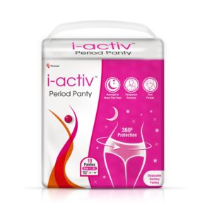i activ Period Panty for Girls & Women | L-XL | 10's Pack | Disposable Period Panties for Women | Maternity Pads after Delivery for Heavy Flow Periods | 360 Degree Protection | Waist Size - 31" to 48"