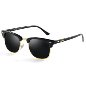 grey jack Semi-Rimless Polarized Sunglasses for Men Women,Square Sunglasses for UV Protection 1108