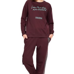 ZEYO Women's Cotton Track Suit Typography Printed Sweatshirt Co-ords Set 5821