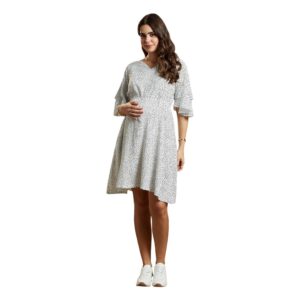 MomToBe Women's Rayon Maternity Dress/Pregnancy Dress/Easy Breastfeeding Dress/Western Dress with Zippers for Nursing Pre and Post Pregnancy
