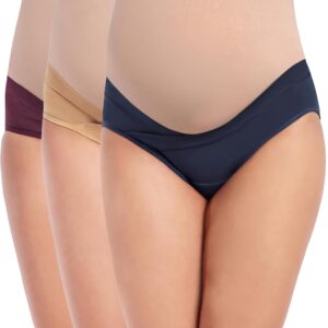 THE MAMA KLUB Pack of 3 Maternity Panties, Low Waist, Cotton, v Shape, Super Comfortable, Pregnancy