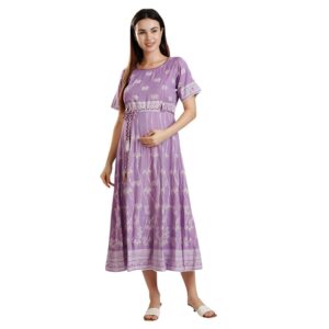 DUMMY SHAPE Feeding Kurtis for Women Cotton | Maternity Anarkali Kurta with Dual Nursing Zippers for Pre & Post Pregnancy | Gifts for Pregnant Women