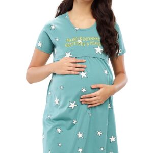 ZEYO Women's Cotton Night Dress Floral Printed Maternity & Feeding Short Nighty Night Gown 5631