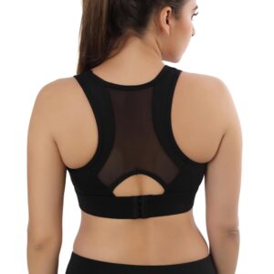 Fabluk High-Performance Sports Bra with Breathable Mesh Racerback, Removable Pads, Hook Closure - Stylish & Supportive Wear for Gym & Yoga