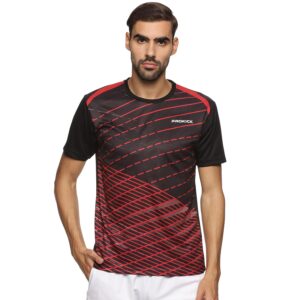 Prokick Regular Fit Half Sleeves Round Neck Tshirt for Men|Activewear T-Shirt Comfort Fit|Light Weight, Moisture Absorption, Sports Tshirt for Badminton,Tennis,Squash,Gym Wear,Everyday Wear (Black-S)
