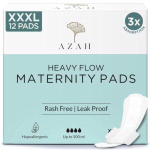 Azah Maternity Pads after Delivery [Pack of 12] | XXXL Sanitary Napkins for Women after Delivery | Leak Proof Sanitary Pads for Women | For Postpartum Flow, Urine Incontinence, Ultra Heavy Flow