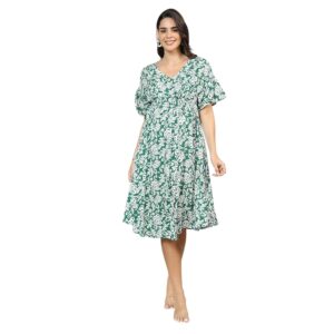 MomToBe Women's Rayon Maternity Dress/Pregnancy Dress/Easy Breastfeeding Dress/Western Dress with Zippers for Nursing Pre and Post Pregnancy (Sapphire Blue)