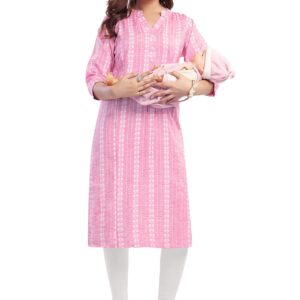 Mom&Bae Women Cotton Blend Straight Maternity Kurti