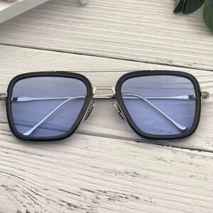 ARZONAI Men's Square Polarization Sunglasses Blue Frame Blue Lens (Large)-Pack Of 1