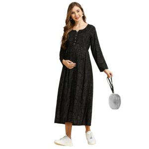 MomToBe Women's Rayon Maternity Dress/Pregnancy Dress/Easy Breastfeeding Dress/Western Dress with Zippers for Nursing Pre and Post Pregnancy