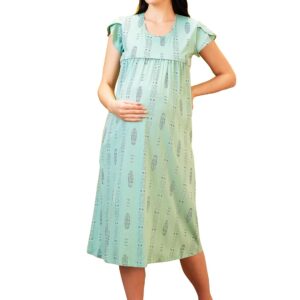 AV2 Women Cotton Printed Maternity Feeding Short Nighty