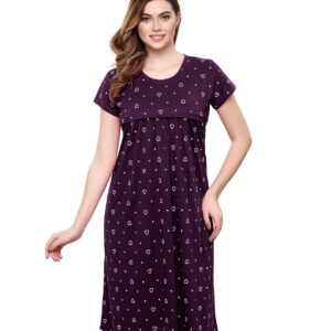 TIGYWIGY Women's Cotton Printed Knee Length Maternity/Feeding/Nursing Nighty